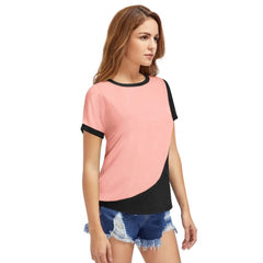 Generic Women's Polyester, Knitting Western Wear T-Shirt (Peach)