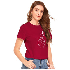 Generic Women's Cotton Western Wear T-Shirt (Maroon)