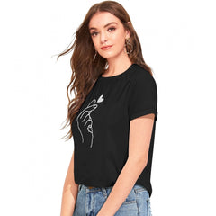 Generisches Western-T-Shirt aus Baumwolle für Damen (schwarz)