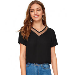 Generisches Damen-T-Shirt aus Polyester im Western-Stil (schwarz)