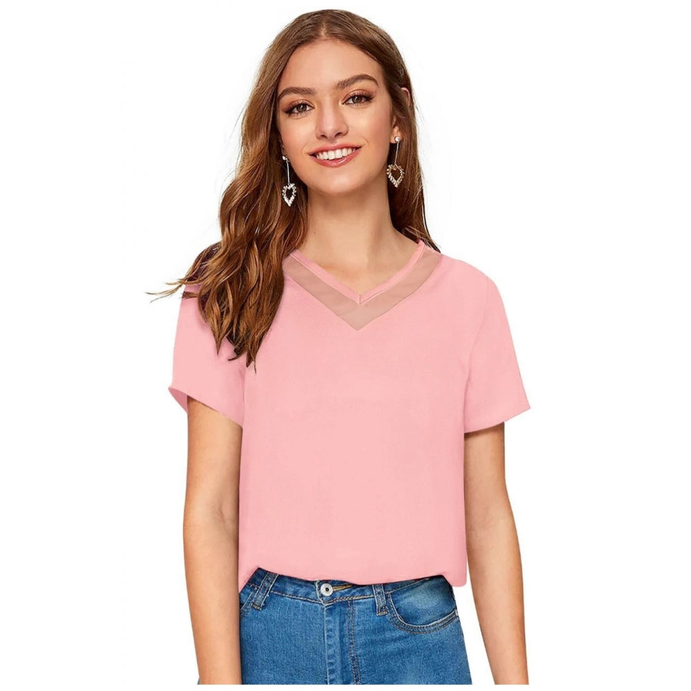 Generisches Damen-T-Shirt aus Polyester im Western-Stil (Pfirsich)