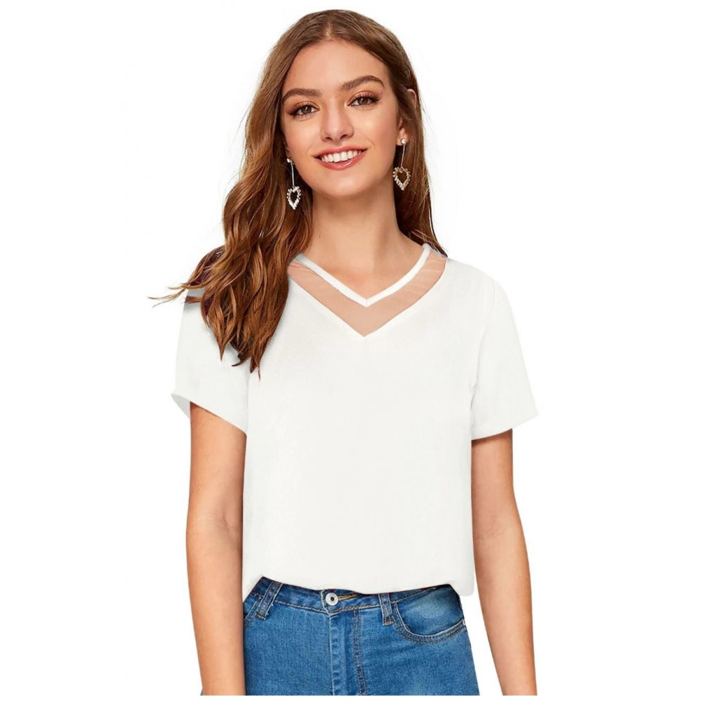 Generisches Damen-T-Shirt aus Polyester im Western-Stil (weiß)