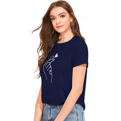 Generic Women's Cotton Western Wear T-Shirt (Blue)