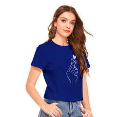 Generic Women's Cotton Western Wear T-Shirt (Royal Blue)