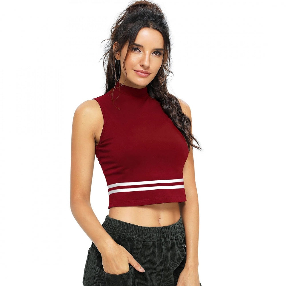 Generic Women's Polyester, Knitting Western Wear Tops (Maroon)