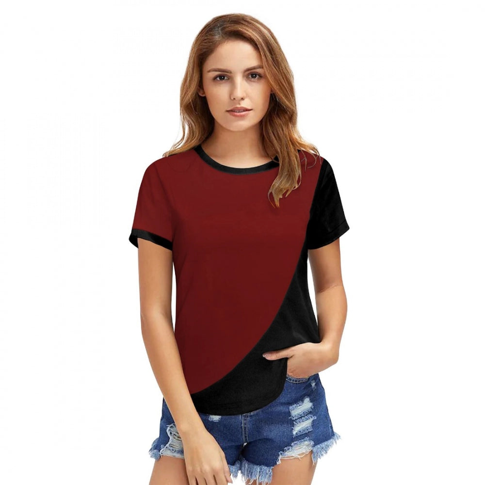 Generisches Damen-T-Shirt aus Polyester im Western-Stil (Kastanienbraun)