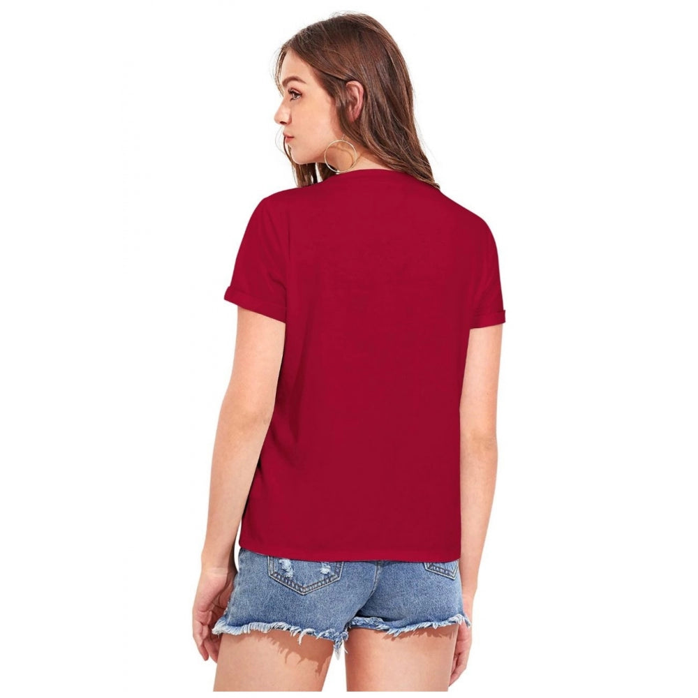 Generic Women's Cotton Western Wear T-Shirt (Maroon)