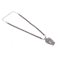 Generic German Silver Oxidised Plated Tribal Necklace (Color: Silver)