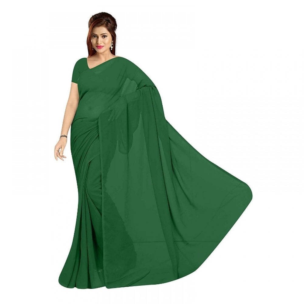 Generischer Georgette-Sari mit Bluse für Damen (Dunkelgrün, 5–6 m)