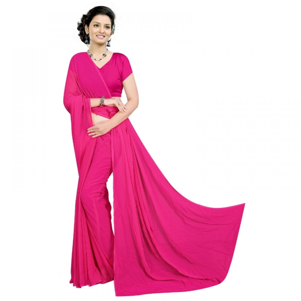 Generischer Georgette-Sari mit Bluse für Damen (Rosa, 5–6 m)