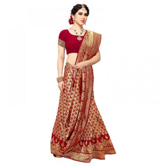 Generic Women's Jacquard Silk Kanjivaram Jacquard Silk Saree With Blouse (Red, 5-6 Mtrs)