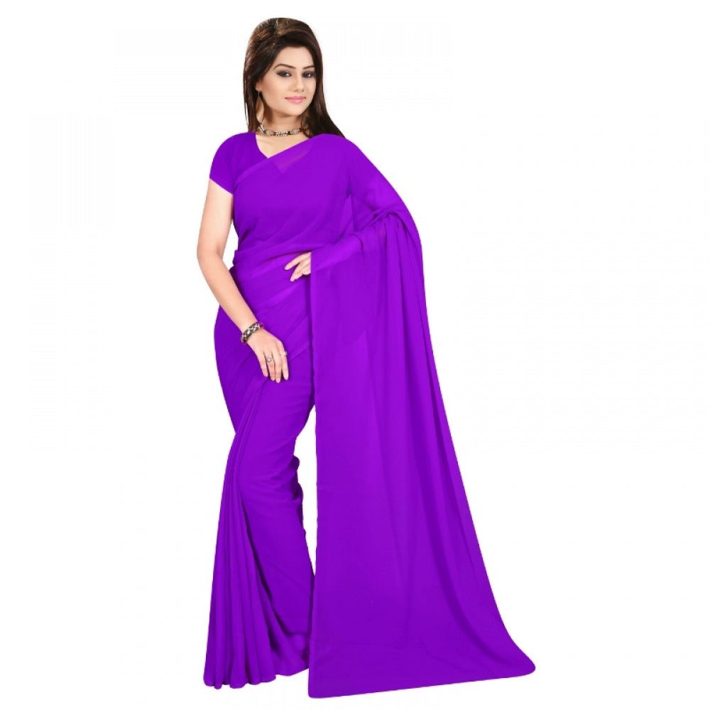 Generischer Georgette-Sari mit Bluse für Damen (lila, 5–6 m)