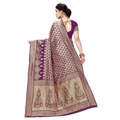 Generic Women's Jacquard Silk Kanjivaram Jacquard Silk Saree With Blouse (Jamli, 5-6 Mtrs)