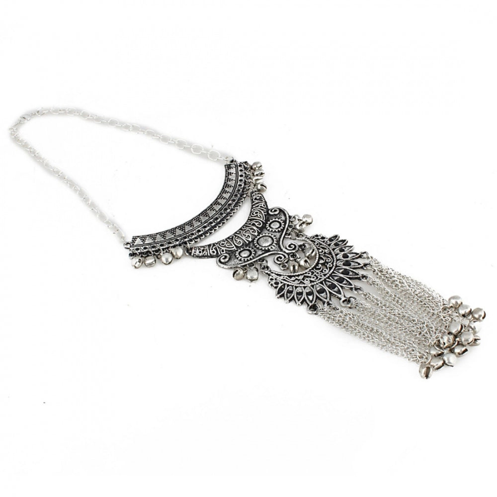 Generic Women's Antique Tribal Oxidized Boho Afgani Silver Necklace (Color: Silver)