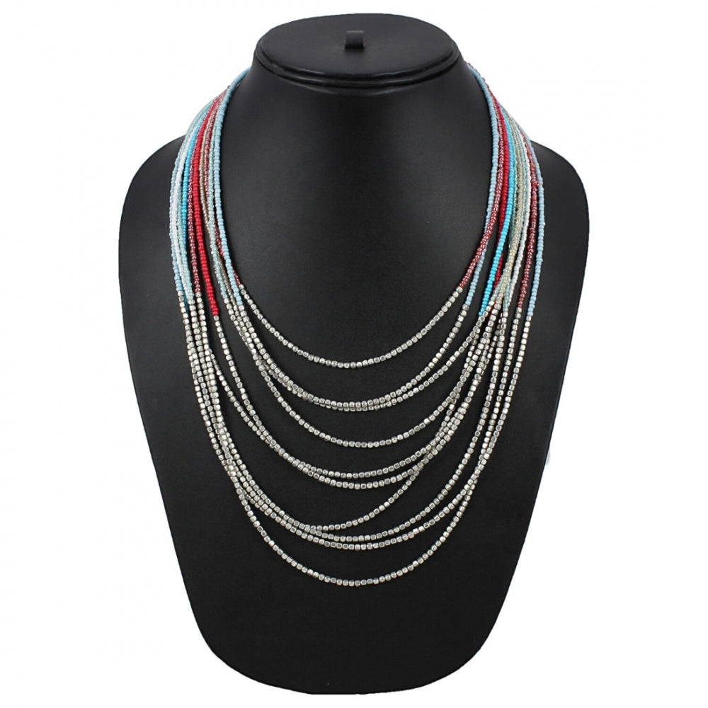 Generic Women's Designer Elegant Multi Layer Multi Color Beads Necklace (Color: Multi Color)