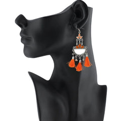 Generic Women's Alloy Afgani Tassel Earring (Color: Orange)