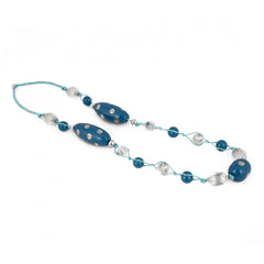 Generic Women's Stone Beads Fashion Silver Necklace (Color: Blue)