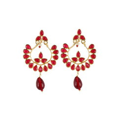 Generic Women's Onyx Stone, Gold plated Hook Dangler Hanging Fashion Earring (Color: Red)