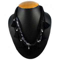 Generic Women's Designer Black Tassels Necklace (Color: Black)