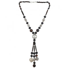 Generic Women's Stone Beads Fashion Silver Necklace (Color: Black)