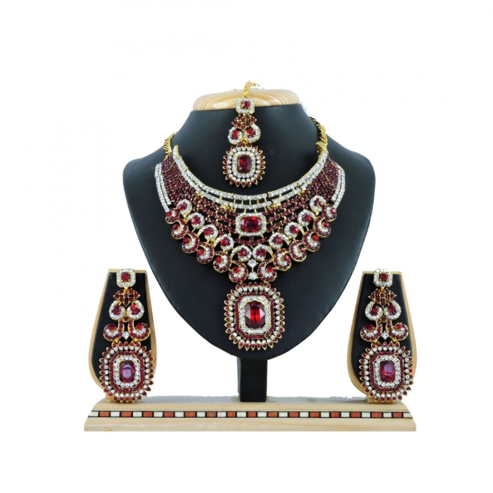 Generic Women's Alloy Necklace set (Maroon)