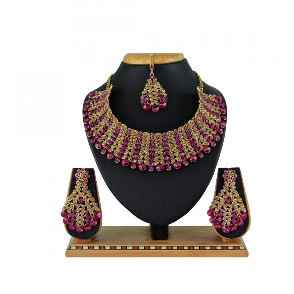 Generic Women's Alloy Necklace set (Pink)