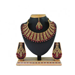 Generic Women's Alloy Necklace set (Maroon)