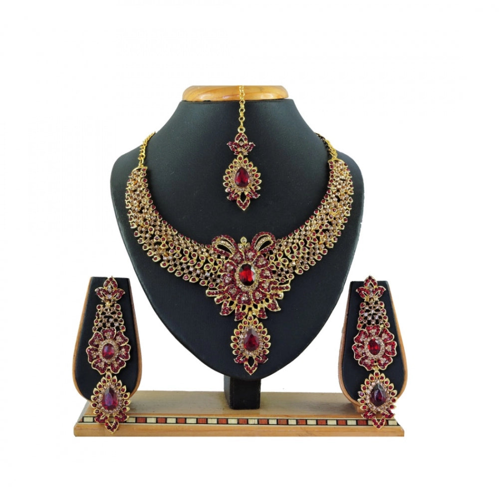 Generic Women's Alloy Necklace set (Maroon)