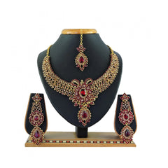 Generic Women's Alloy Necklace set (Maroon)