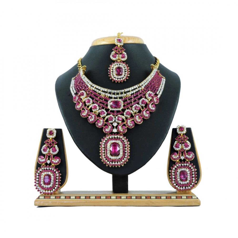 Generic Women's Alloy Necklace set (Pink)