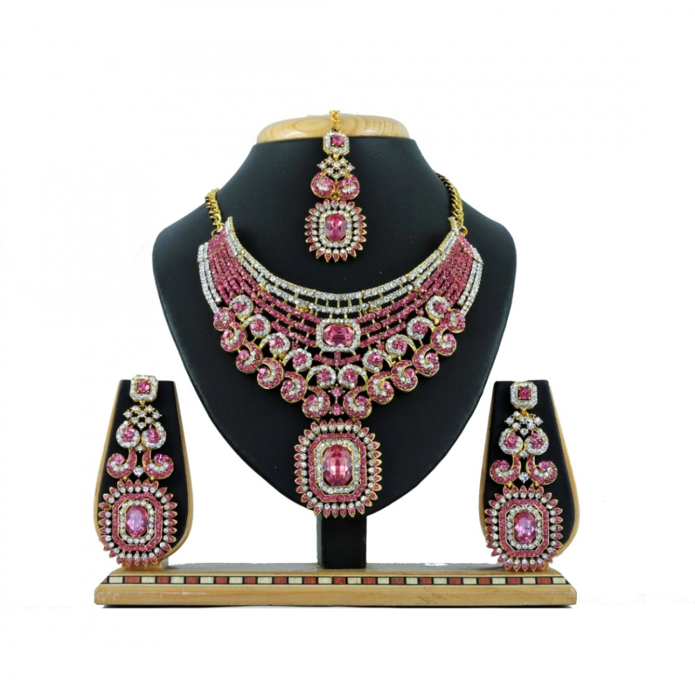 Generic Women's Alloy Necklace set (Pink)