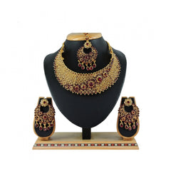 Generic Women's Alloy Necklace set (Maroon)