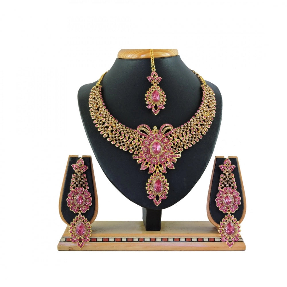 Generic Women's Alloy Necklace set (Pink)