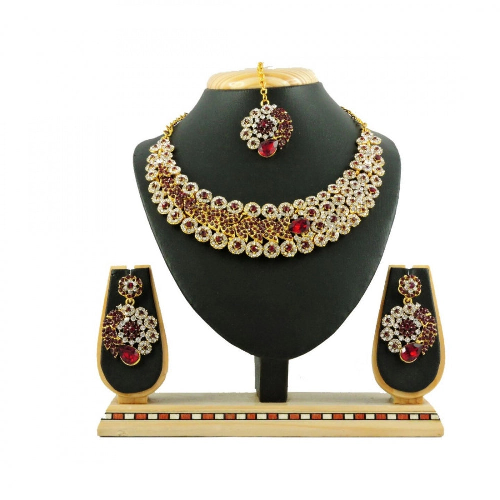 Generic Women's Alloy Necklace set (Maroon)