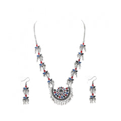 Generic Oxodised Silver Strand Necklace Set For Women