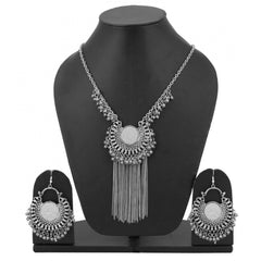 Generic Base Metal And Necklace With Earrings Set For Women