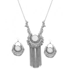 Generic Base Metal And Necklace With Earrings Set For Women