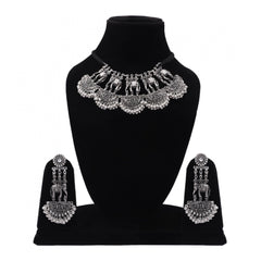 Generic Silver Antique German Oxidized Silver Plated Jewellery Set For Women