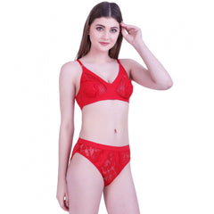 Generic Women's Cotton Bra And Panty Set (Material: Cotton (Color: Red)