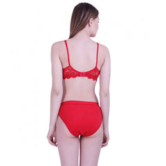 Generic Women's Cotton Bra And Panty Set (Material: Cotton (Color: Red)