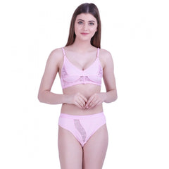 Generic Women's Cotton Bra And Panty Set (Material: Cotton (Color: Light Pink)