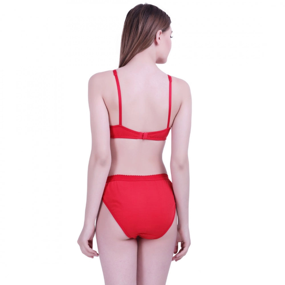 Generic Women's Cotton Bra And Panty Set (Material: Cotton (Color: Red)