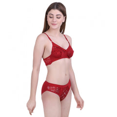 Generic Women's Cotton Bra And Panty Set (Material: Cotton (Color: Mehroon)