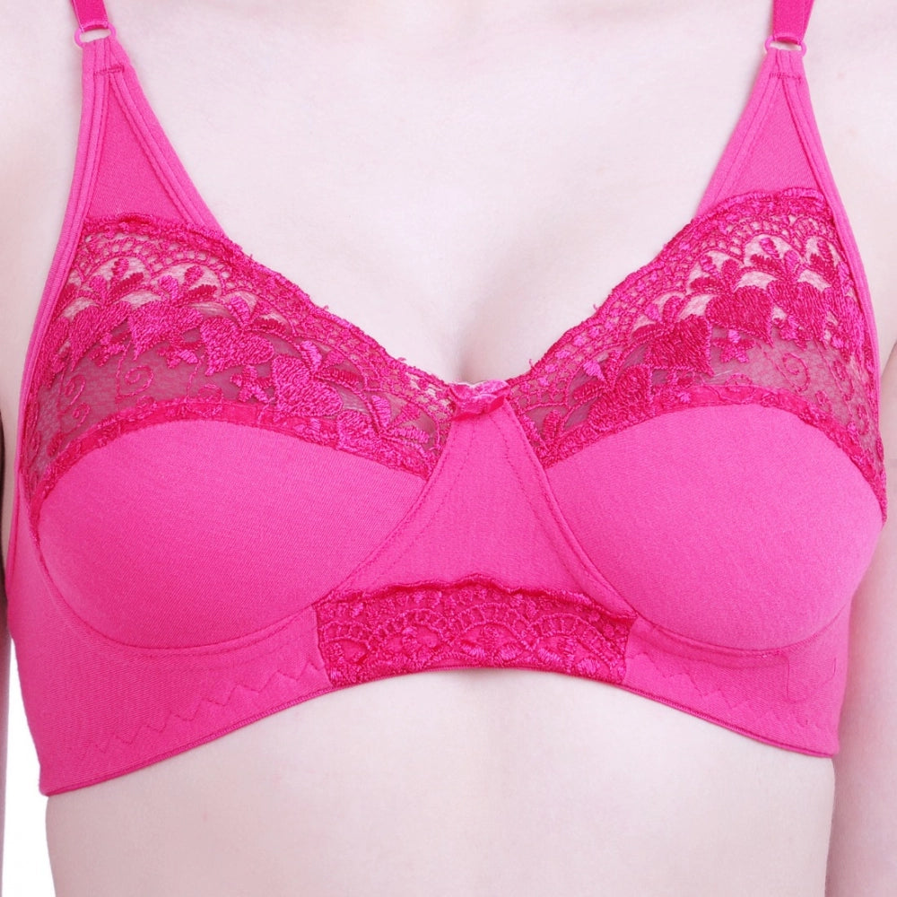 Generic Women's Cotton Bra And Panty Set (Material: Cotton (Color: Dark Pink)