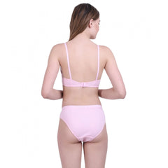 Generic Women's Cotton Bra And Panty Set (Material: Cotton (Color: Light Pink)