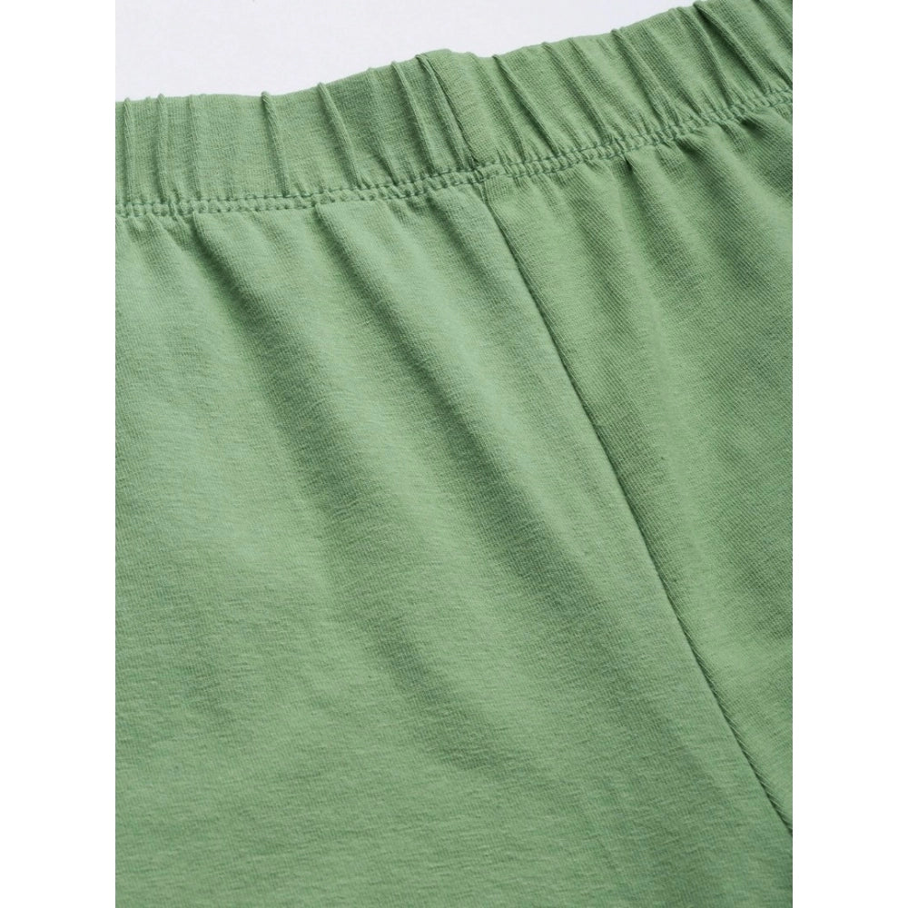 Generic Women's Cotton Leggings (Color:Green Solid)