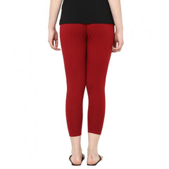 Generic Women's Cotton Leggings (Color:Maroon)