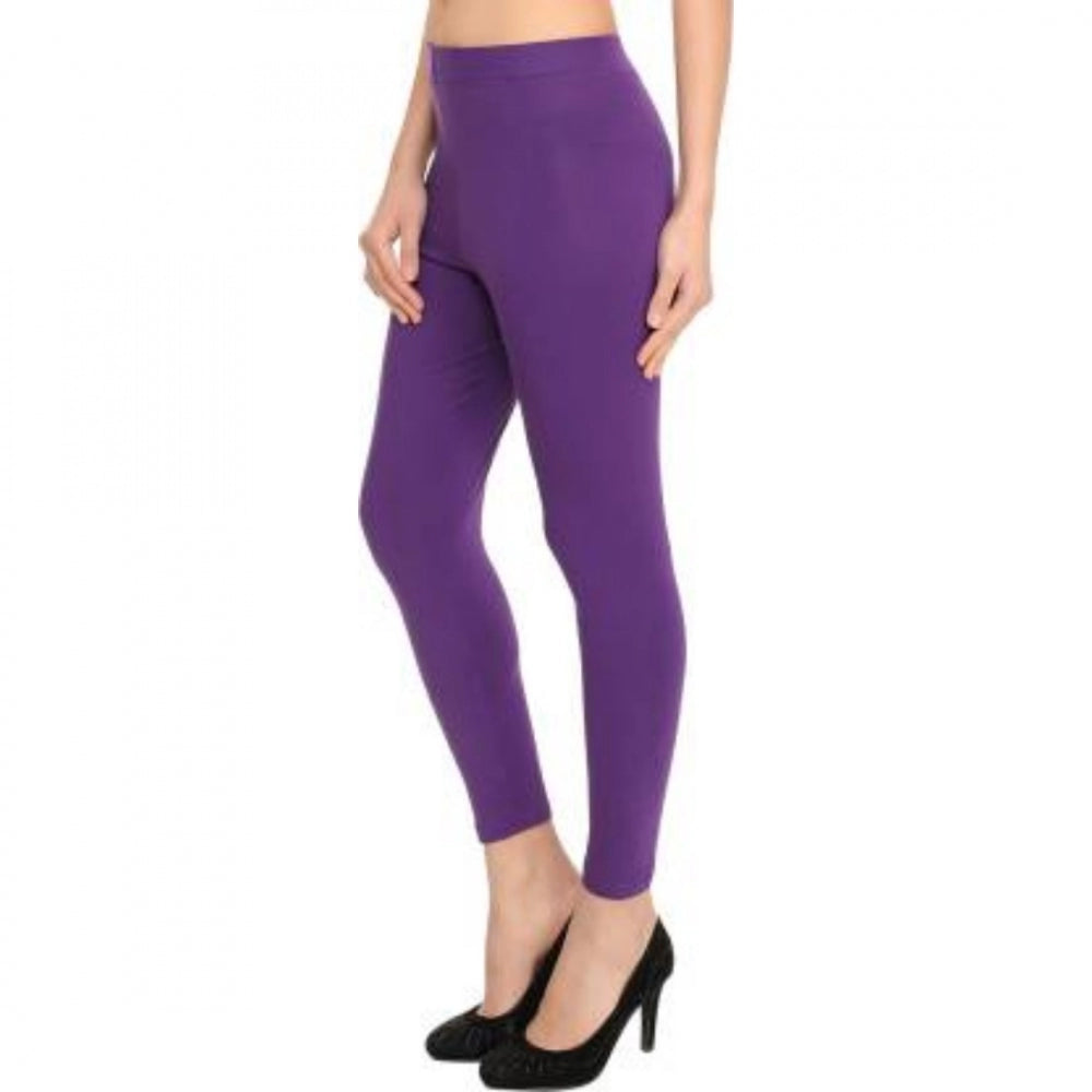 Generic Women's Cotton Leggings (Color:Purple)