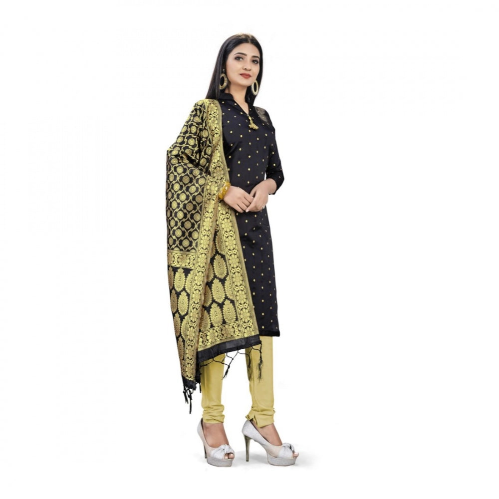 Generischer Salwar Kameez aus ungesäumter Banarasi-Seide, Premium-Qualität, mit Dupatta (Farbe: Schwarz)