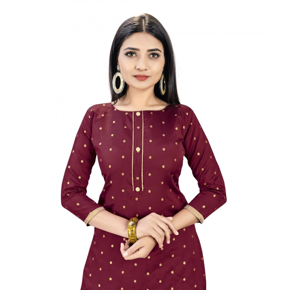 Generic Banarasi Silk Unstitched Salwar-Suit Material Premium Quality With Dupatta (Color: Maroon)